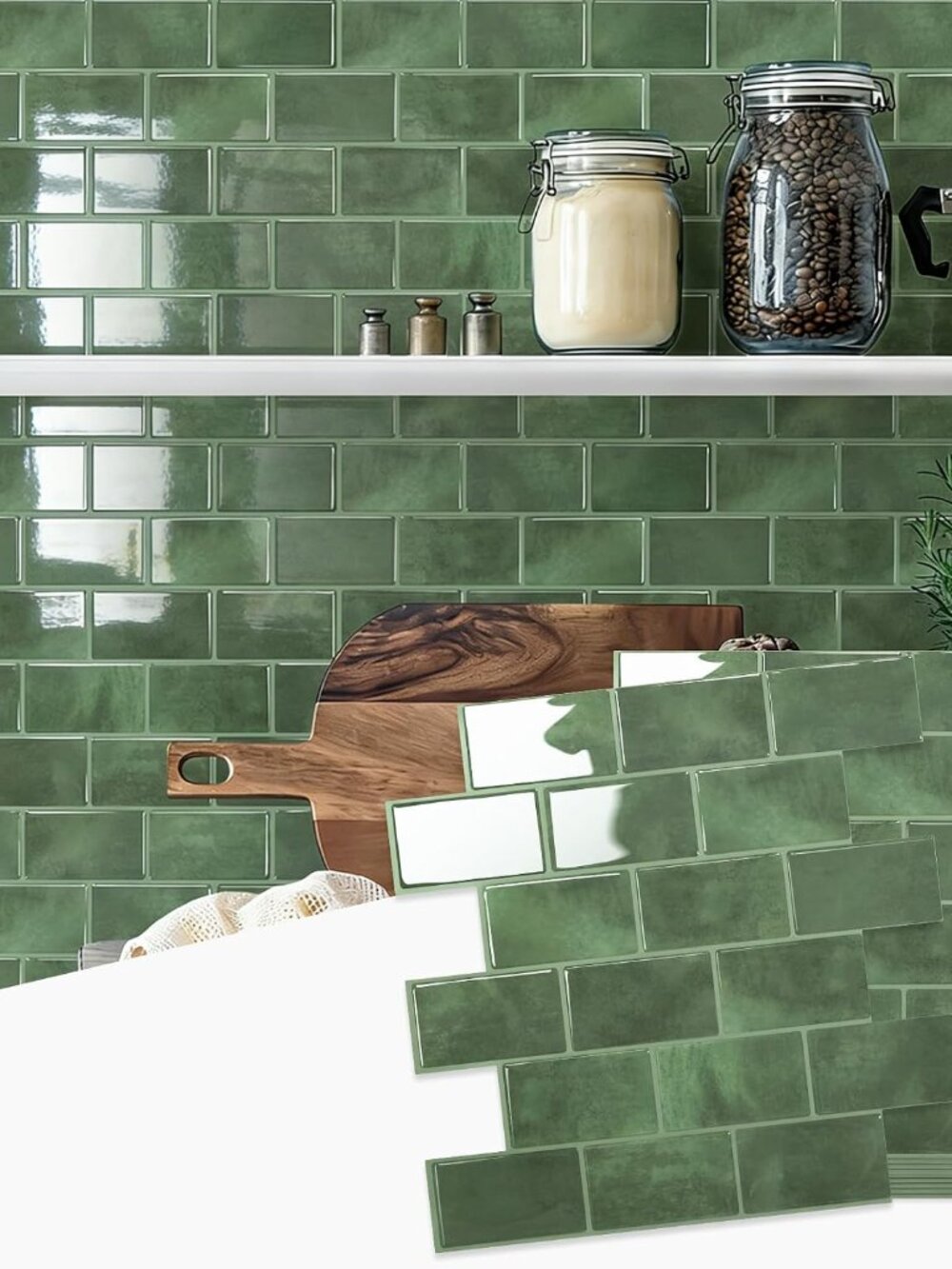 Subway Tile Peel and Stick Backsplash, Thicker Design 12" x 12" Stick on Backspl